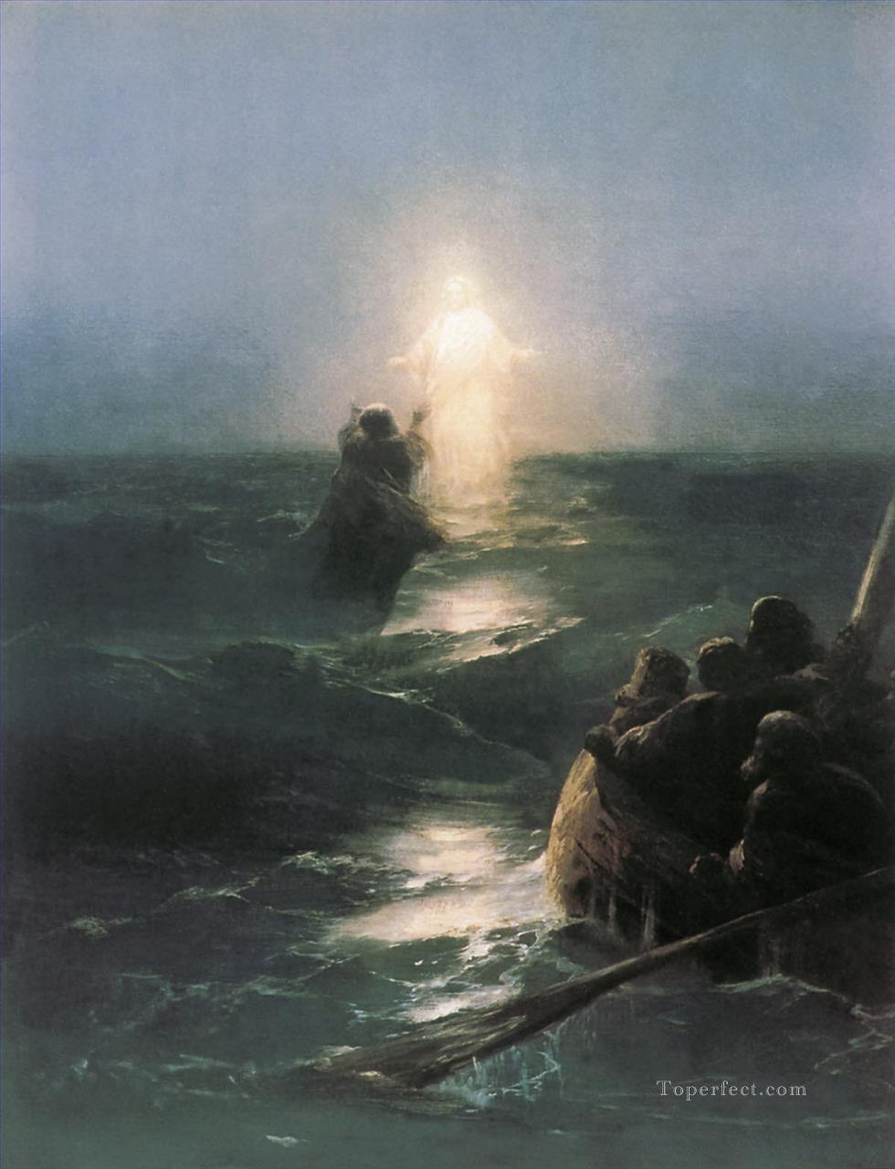 イエスは水の上を歩く イワン・アイヴァゾフスキー 宗教的キリスト教徒油絵